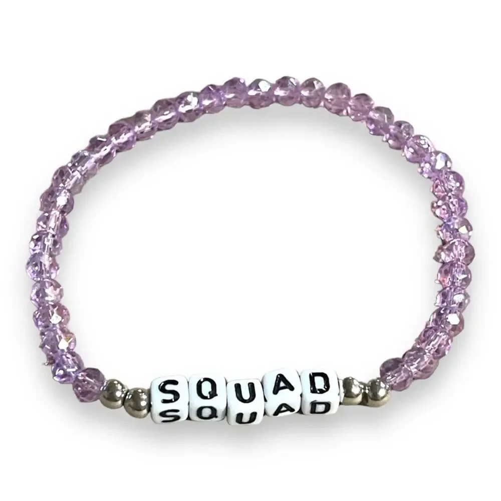 SQUAD Stretch Beaded Friendship Bracelets Set of 4 Pink Purple Lavender